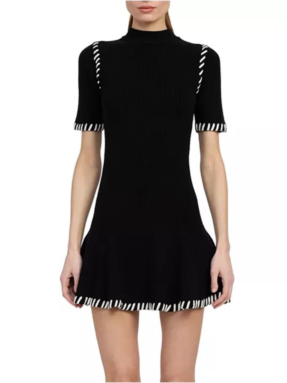 En Saison Black Mini Dress with White Contrast Trim